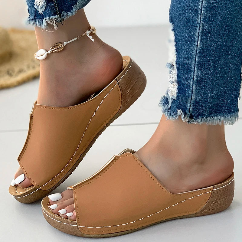 Women Shoes Sandals Summer Party Walking Shoes Slip On Sandals Ladies Wedge Shoes Woman Casual Female Footwear Slippers Woman