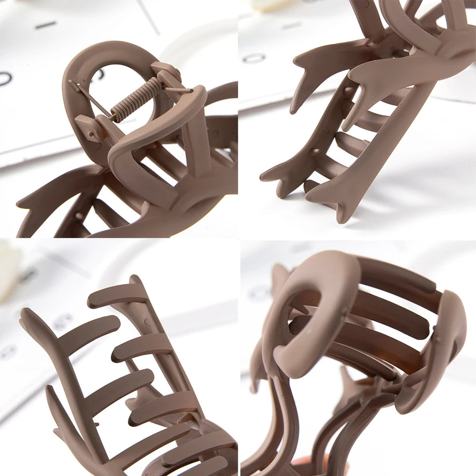 13CM Matte Hair Clips Vintage Ribbon Bow Hair Claws Crab Headwear Hairpins Shark Ponytail For Women Hair Accessories Barrettes