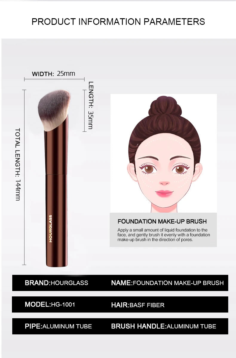 Hourglass Makeup Brush- No.21 Ambient Soft Glow Foundation Brush Soft Fiber Hair Fashion Design Single Face Brush