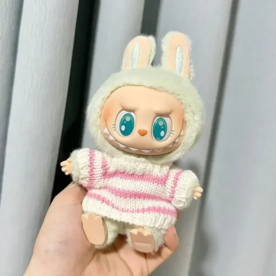 For Labubu V1 V2 Idol Cute Doll Clothes Fashion Sweater Outfit Accessories Sitting Party Pink White
