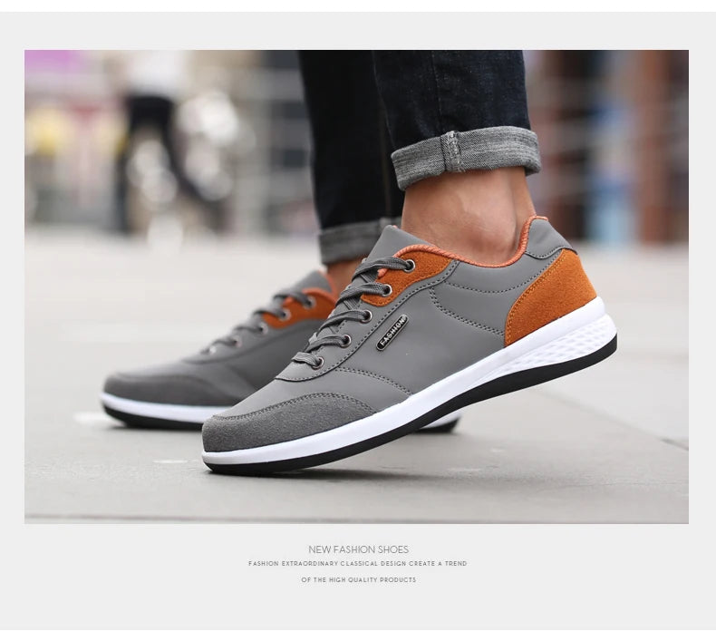 Leather Men Shoes Sneaker Trend Sports Running Breathable Men‘s Sneakers Non-slip Footwear Shoe for Male Walking Autumn