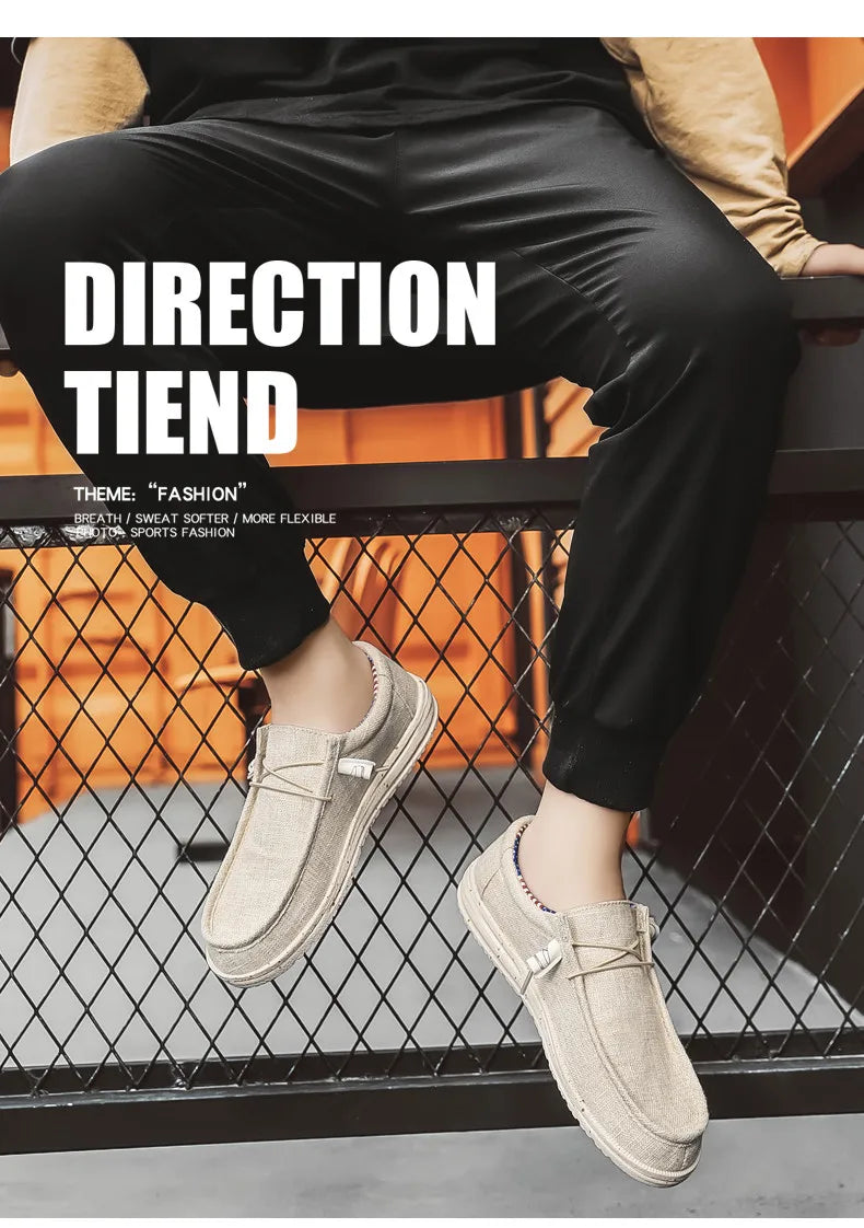 Men 2024 New Leisure Sneakers Spring Summer Breathable Lightweight Outdoor Canvas Shoes Large Size Men's Shoes Walking Loafers