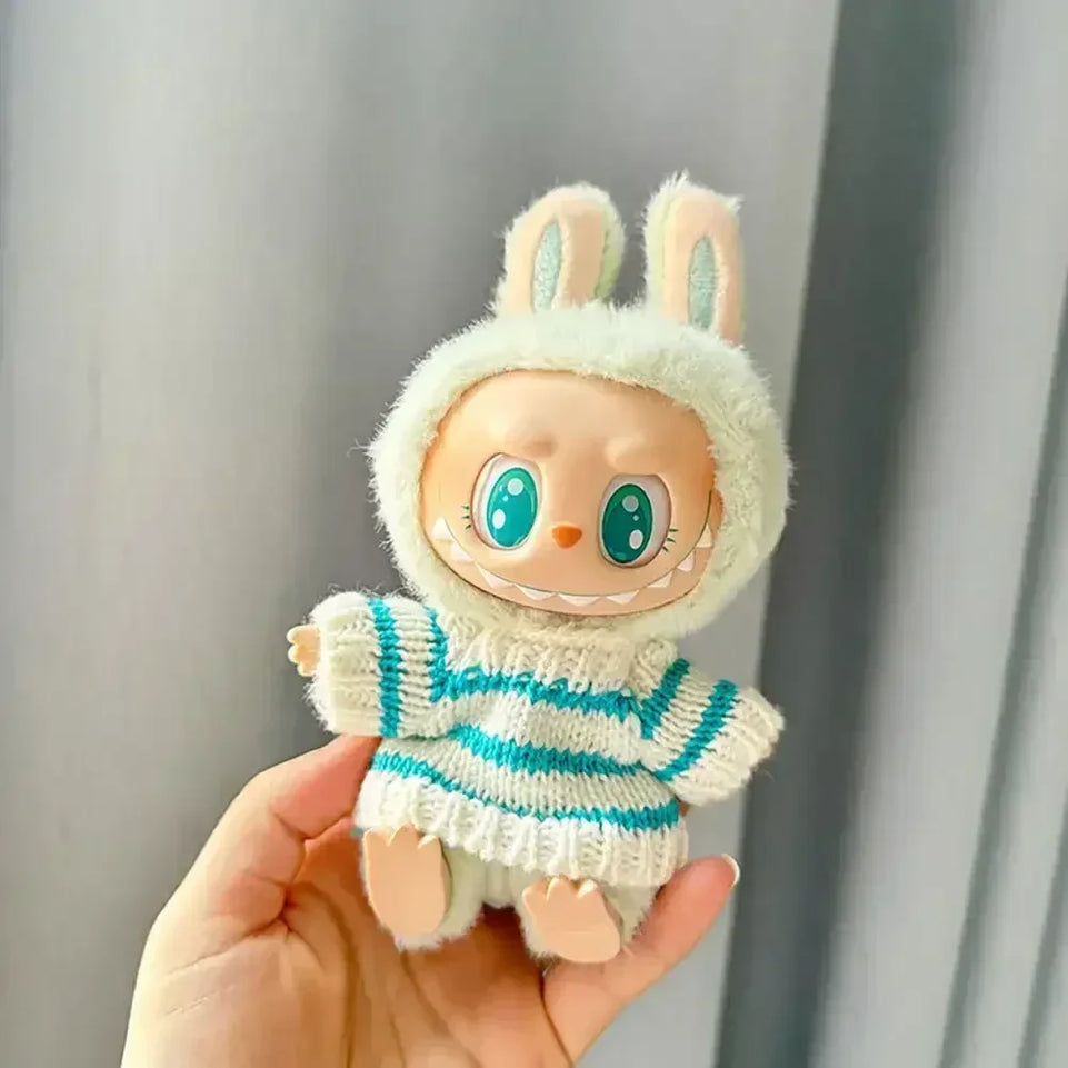 For Labubu V1 V2 Idol Cute Doll Clothes Fashion Sweater Outfit Accessories Sitting Party Pink White