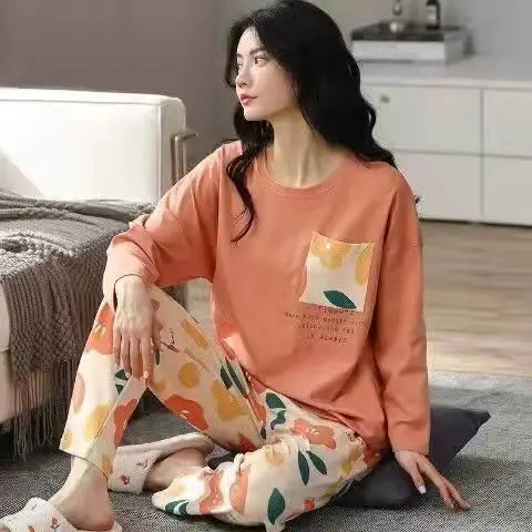 New Ladies Pajamas Loungewear Set Women's Spring and Autumn Style Long Sleeved Autumn Winter Loungewear Women's Plus Size Pajama