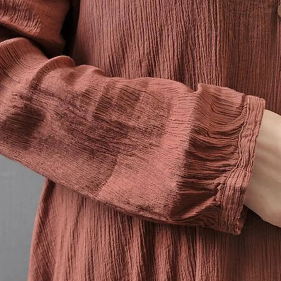 Women Elegant Linen White Dresses Bohemia Layering Vintage Robe Long Sleeve Loose Long Dress Female Autumn Vestidos