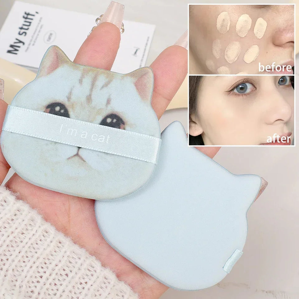 10PCS Cute Cat Makeup Puff Foundation Cosmetic Puff Smooth Powder Concealer Beauty Dry and Wet Dual-use Powder Puff Makeup Tool
