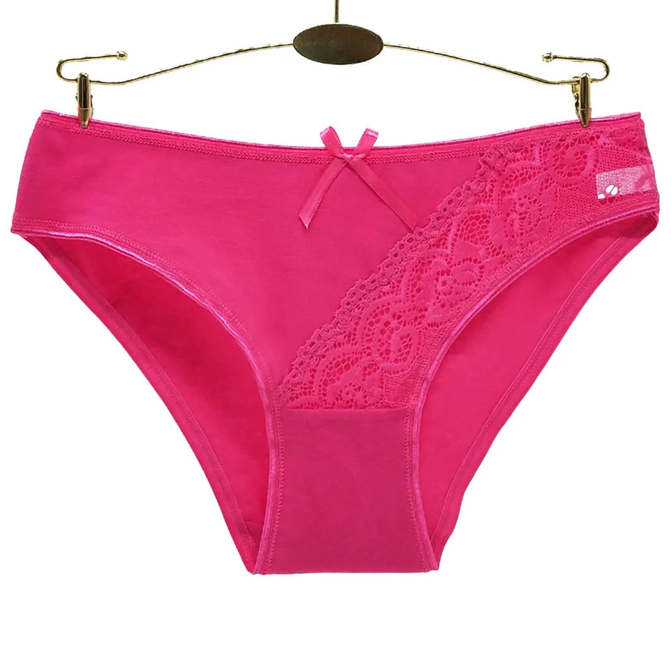 Women Underwear Cotton Sexy Lace Low Waist Soft Panties Hipster Briefs Ladies Knickers Lingerie for Women 5 Pcs/set