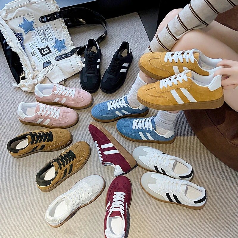 Women Tennis Sneakers Flats Ladies Fashion Mixed Colors Lace-up Vulcanized Shoes Spring Autumn Woman Outdoor Trainers Footwear