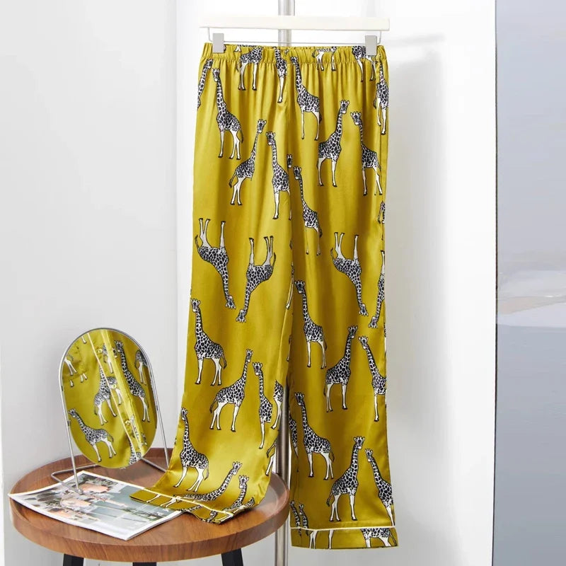 European Style Elegant Classy Fashion Trendy Female Lounges Aesthetics Print Spring Autumn Sleepwear for Women Y2k Sweet Pajamas