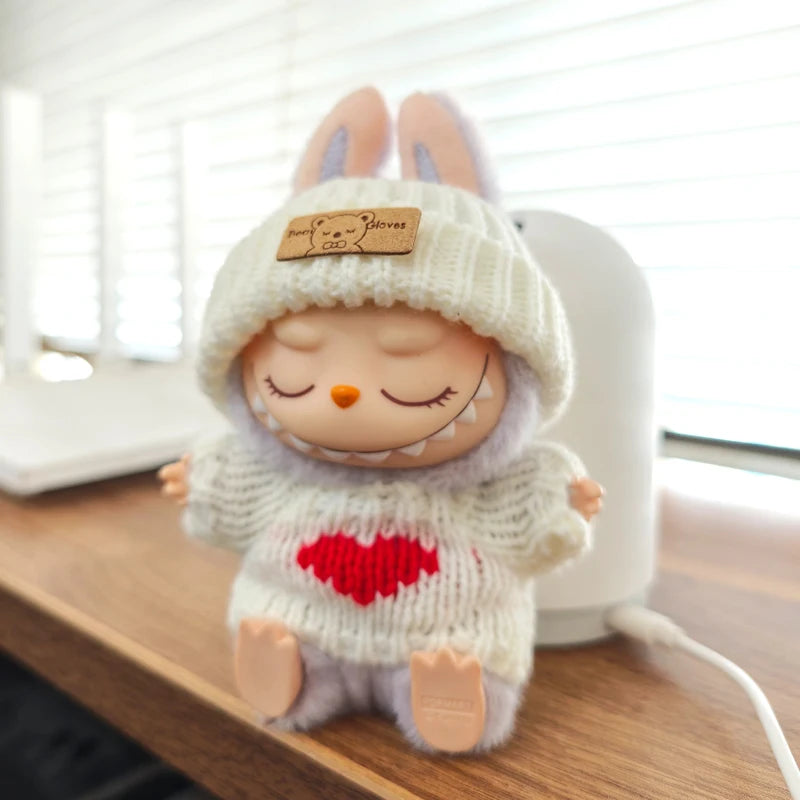 For Labubu V1 V2 Idol Cute Doll Clothes Fashion Sweater Outfit Accessories Sitting Party Pink White