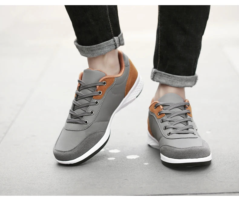 Leather Men Shoes Sneaker Trend Sports Running Breathable Men‘s Sneakers Non-slip Footwear Shoe for Male Walking Autumn