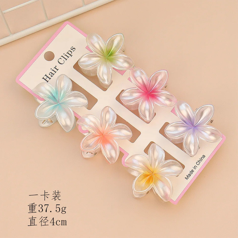 6Pcs Fashion Colorful Transparent Flower Small Hair Claw Clips clamp Hairpin Barrette For Thick Thin Hair Accessories For Women