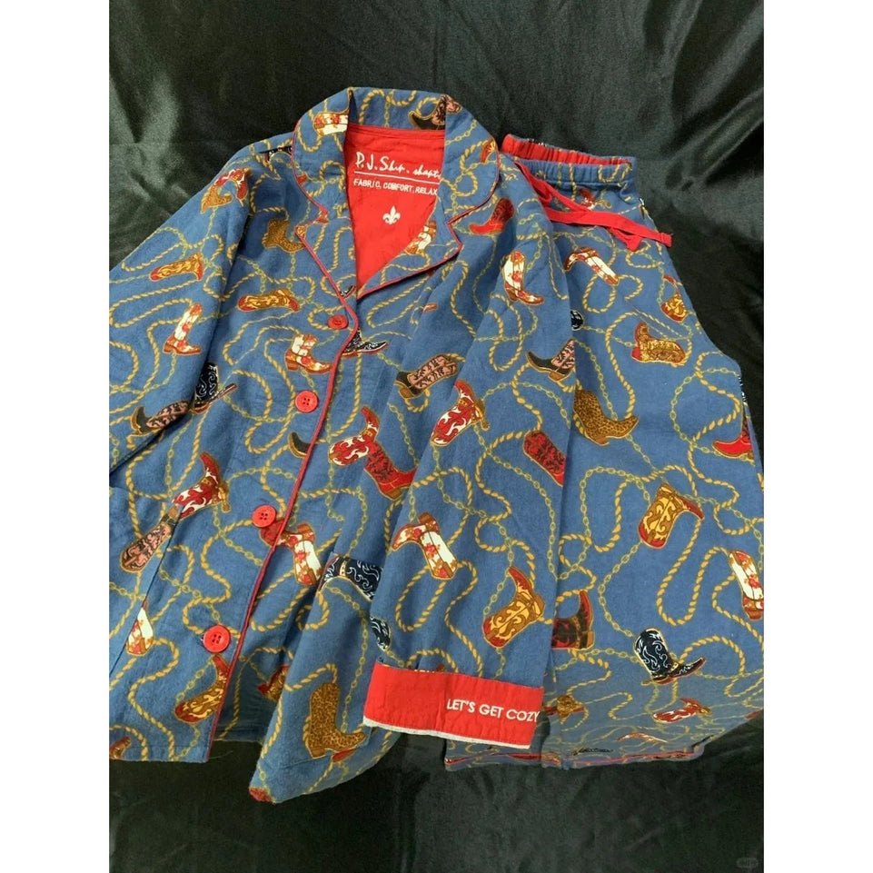 New Loungewear Women 2 Piece Set Pj Sets Loose Cartoon Women Outfit 100% Cotton Pajamas for Women Casual Sleepwear Set Pijamas