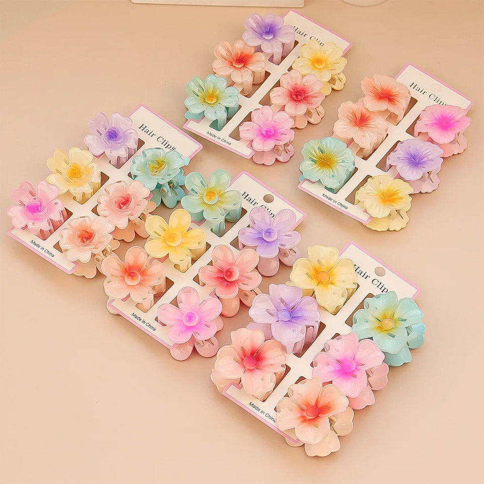 6Pcs Fashion Colorful Transparent Flower Small Hair Claw Clips clamp Hairpin Barrette For Thick Thin Hair Accessories For Women