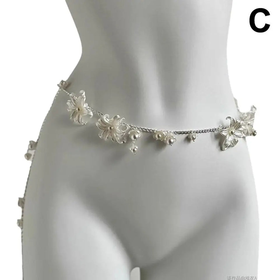 Fashion Y2K Retro Multilayer Pearl Waist Chain Belt For Women - Stylish Body Jewelry Accessories For Party & Casual Wear