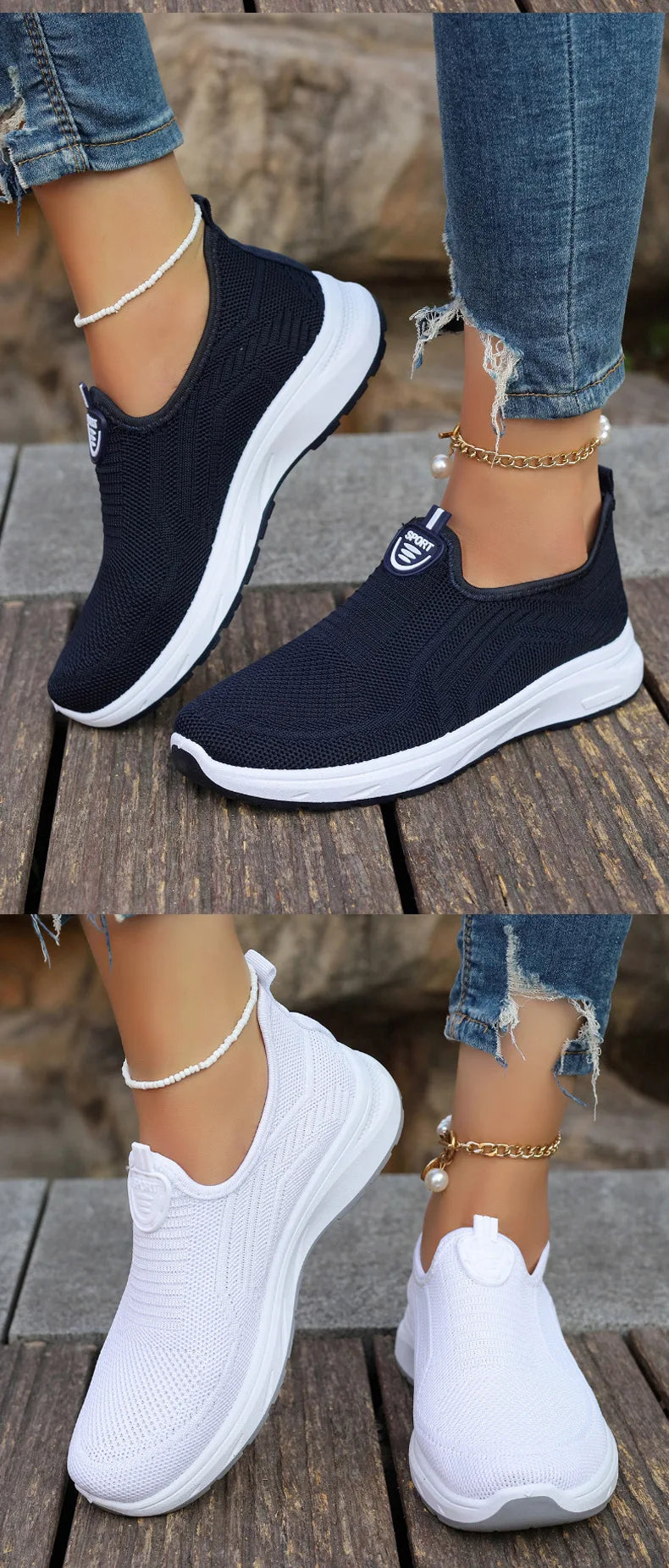 Women's Sneaker Loafers Tennis Femimino Ladies Slip On Breathable Sports Shoes Designer Barefoot Shoes Ballet Flats