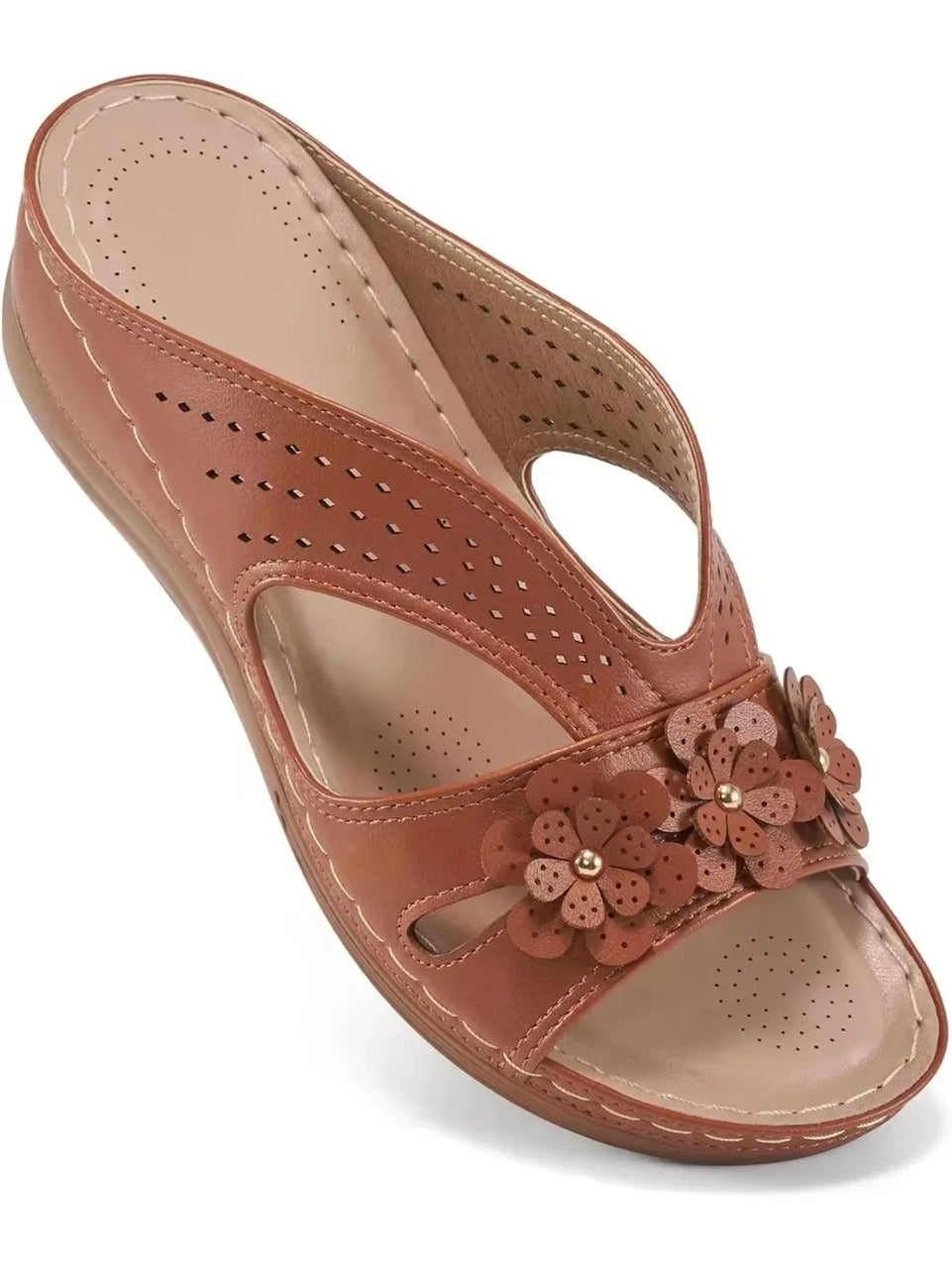 Woman 2024 Trend Women's Slippers Casual Flower Hollow Wedge Beach Shoes Outdoor Fashion Platform Comfortable Non-slip Sandals