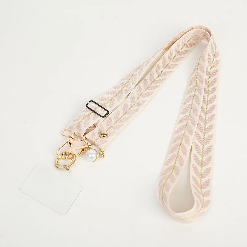 Universal Adjustable Mobile Phone Lanyard for Women Crossbody Single Shoulder Neck Strap Pearl Pendant Hanging Anti Loss Rope