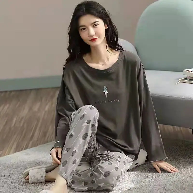 New Ladies Pajamas Loungewear Set Women's Spring and Autumn Style Long Sleeved Autumn Winter Loungewear Women's Plus Size Pajama