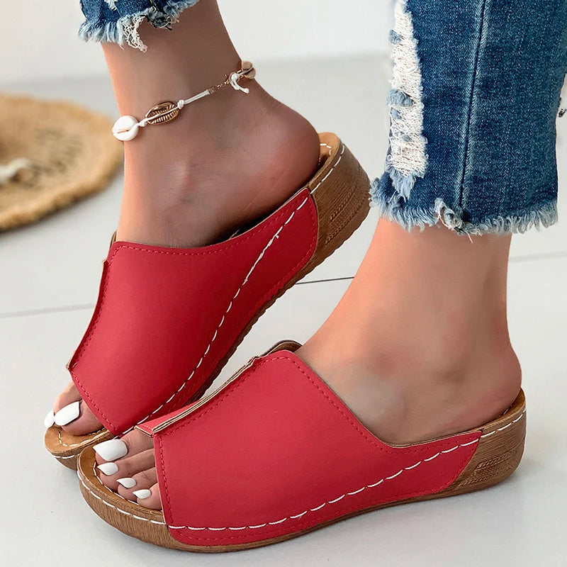 Women Shoes Sandals Summer Party Walking Shoes Slip On Sandals Ladies Wedge Shoes Woman Casual Female Footwear Slippers Woman