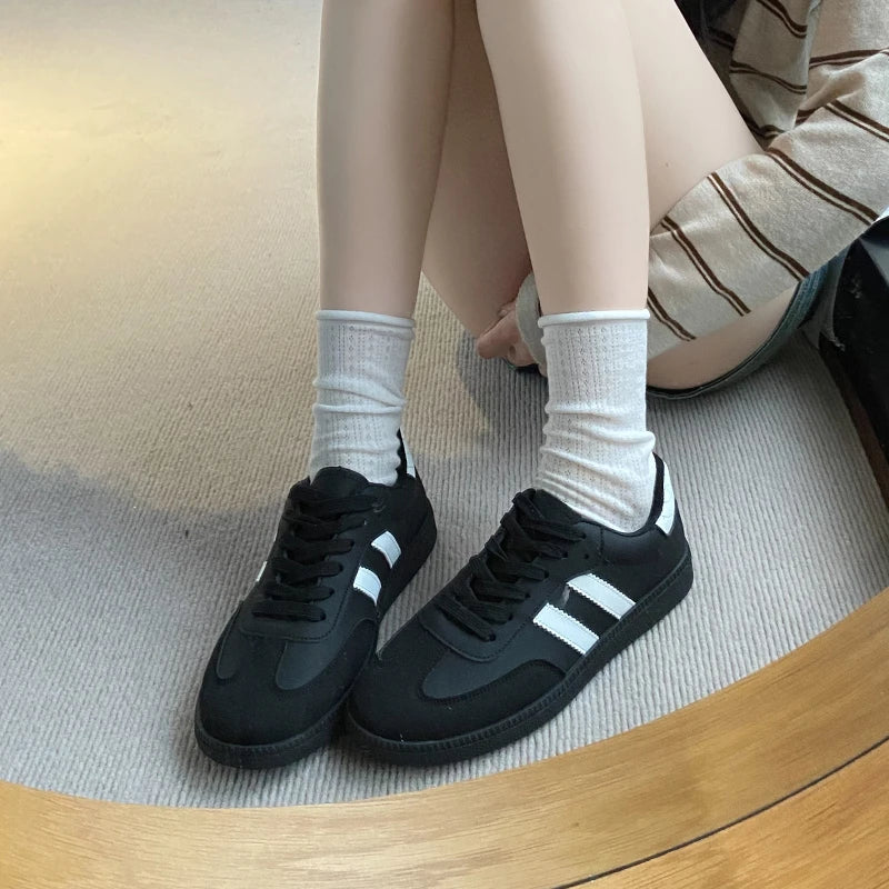 Women Tennis Sneakers Flats Ladies Fashion Mixed Colors Lace-up Vulcanized Shoes Spring Autumn Woman Outdoor Trainers Footwear