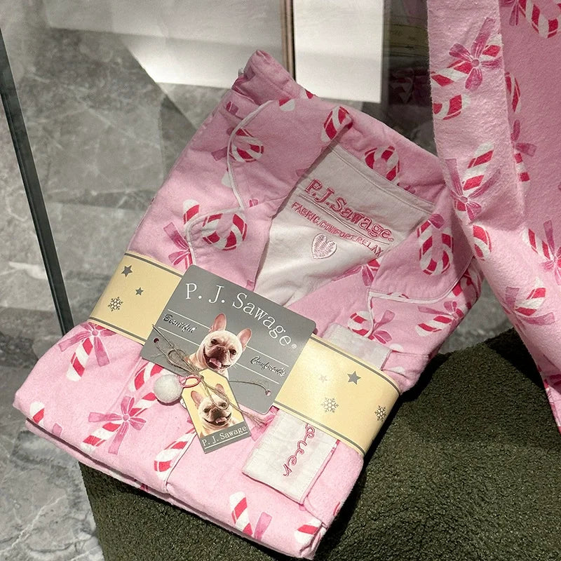 New Loungewear Women 2 Piece Set Pj Sets Loose Cartoon Women Outfit 100% Cotton Pajamas for Women Casual Sleepwear Set Pijamas