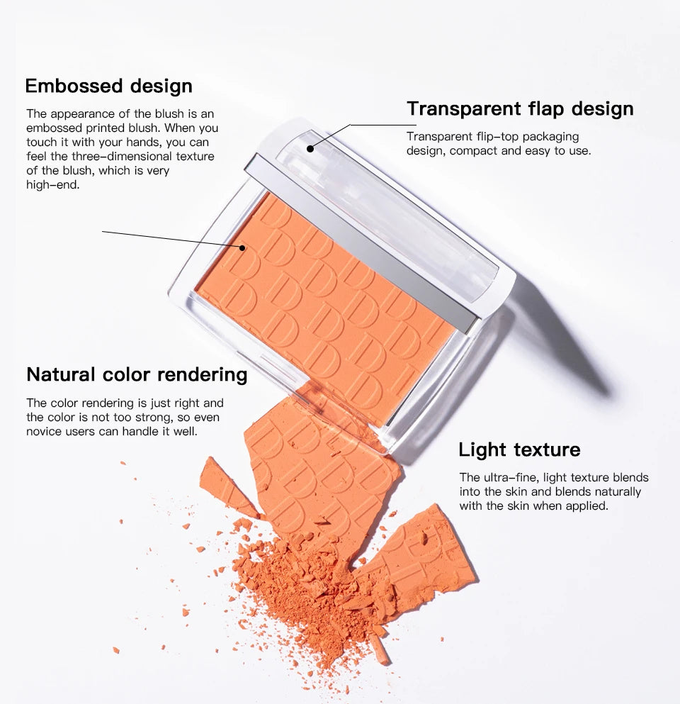 Face Blusher Matte Natural Cheek Tint Brighten Face Pink Red Face Contouring Cosmetics Blush Powder Soft Female Makeup