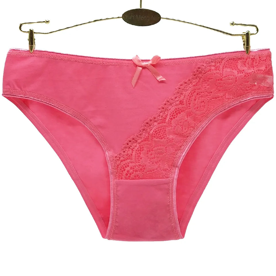 Women Underwear Cotton Sexy Lace Low Waist Soft Panties Hipster Briefs Ladies Knickers Lingerie for Women 5 Pcs/set