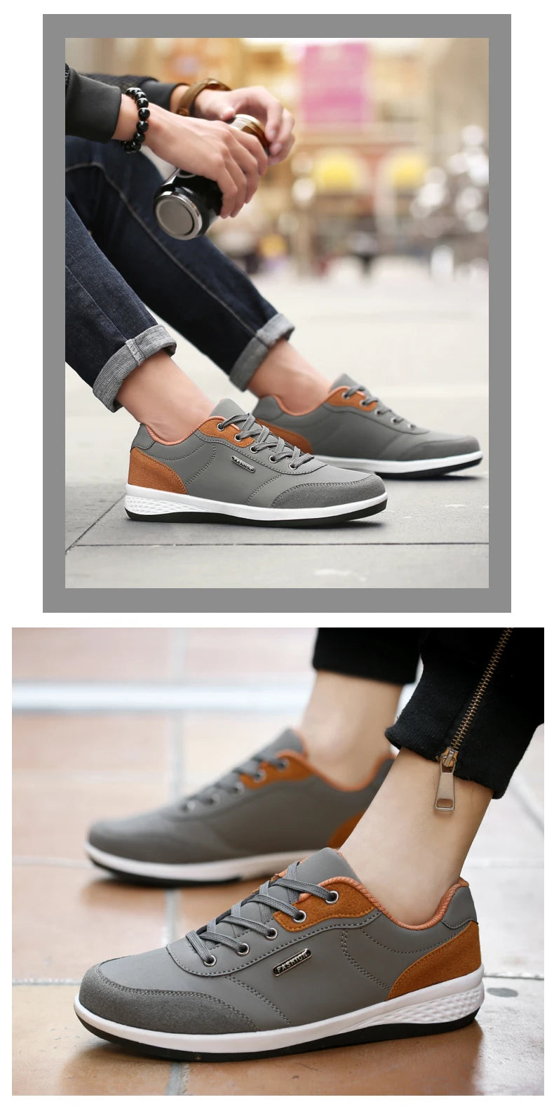 Leather Men Shoes Sneaker Trend Sports Running Breathable Men‘s Sneakers Non-slip Footwear Shoe for Male Walking Autumn