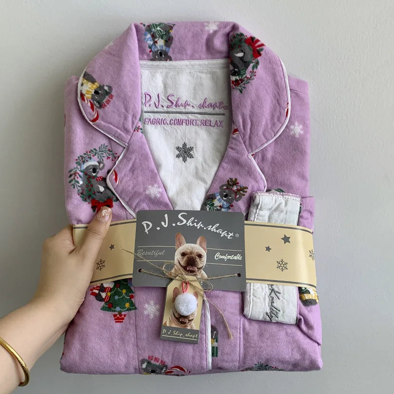 New Loungewear Women 2 Piece Set Pj Sets Loose Cartoon Women Outfit 100% Cotton Pajamas for Women Casual Sleepwear Set Pijamas