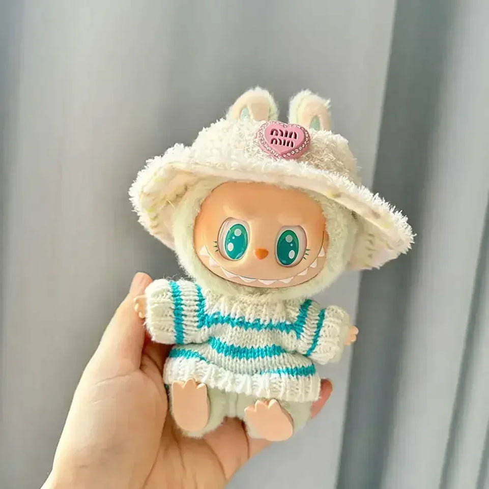 For Labubu V1 V2 Idol Cute Doll Clothes Fashion Sweater Outfit Accessories Sitting Party Pink White
