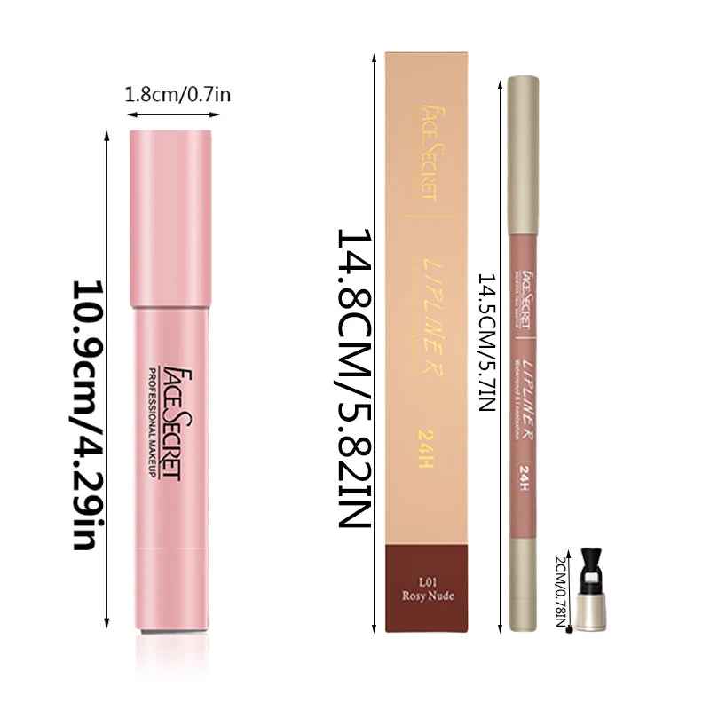 Matte Lipliner&Lipstick Set,Waterproof, Long Lasting Lip Makeup, Soft Matte Color Rendering,Women's Makeup Cosmetics