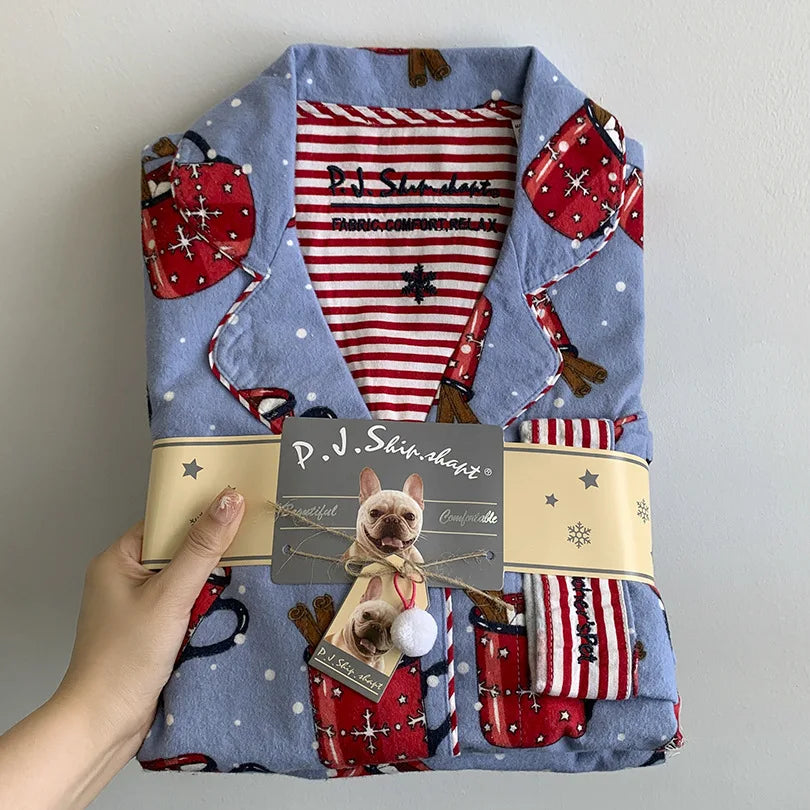 New Loungewear Women 2 Piece Set Pj Sets Loose Cartoon Women Outfit 100% Cotton Pajamas for Women Casual Sleepwear Set Pijamas