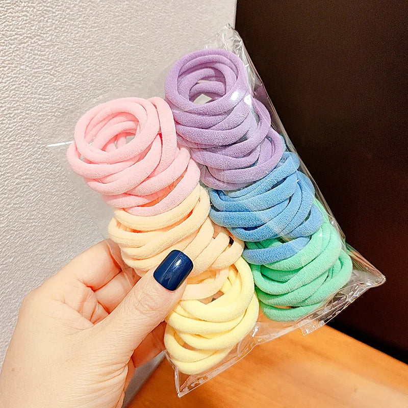 50PCS/Set New Women Girls Candy Colors Nylon Basic Scrunchie Hair Tie Ponytail Hold Hair Rubber Bands Fashion Hair Accessories