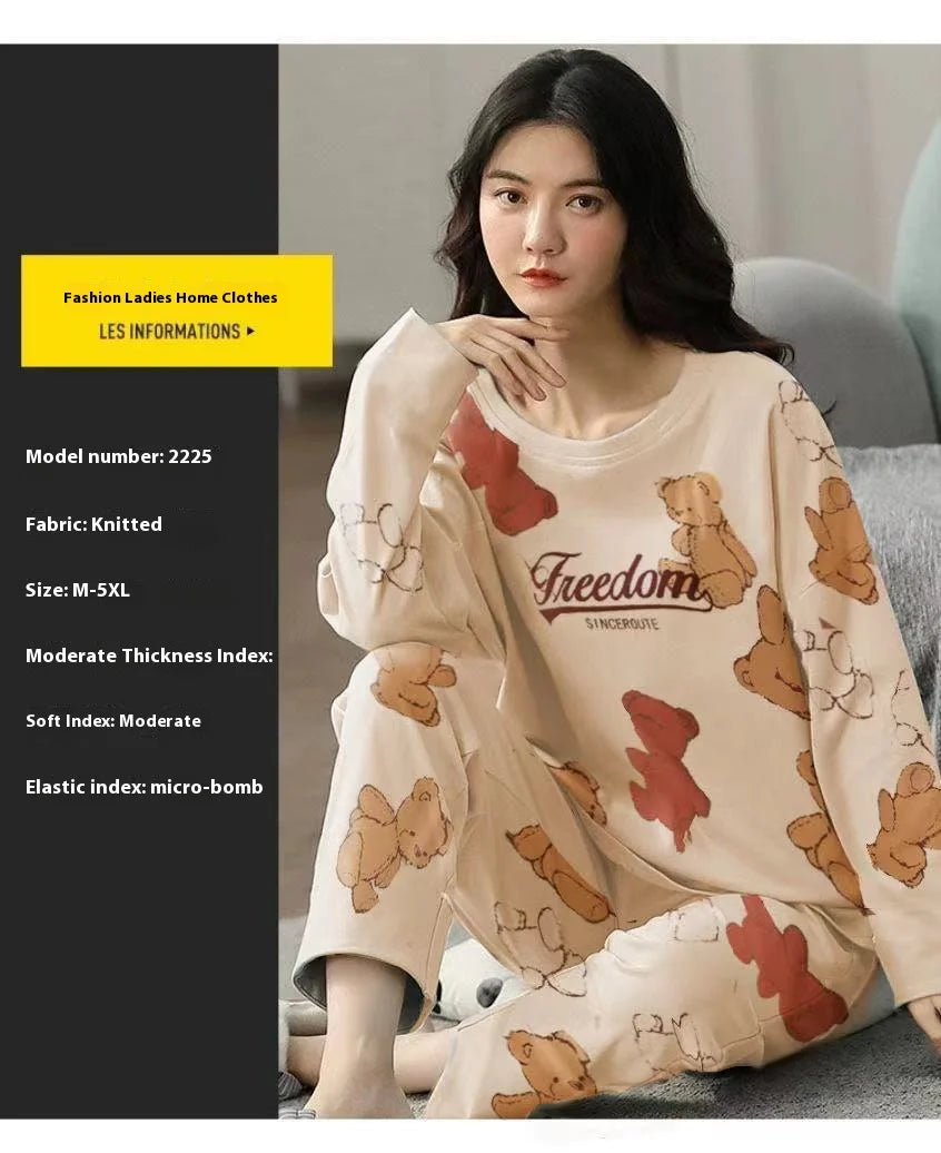 New Ladies Pajamas Loungewear Set Women's Spring and Autumn Style Long Sleeved Autumn Winter Loungewear Women's Plus Size Pajama