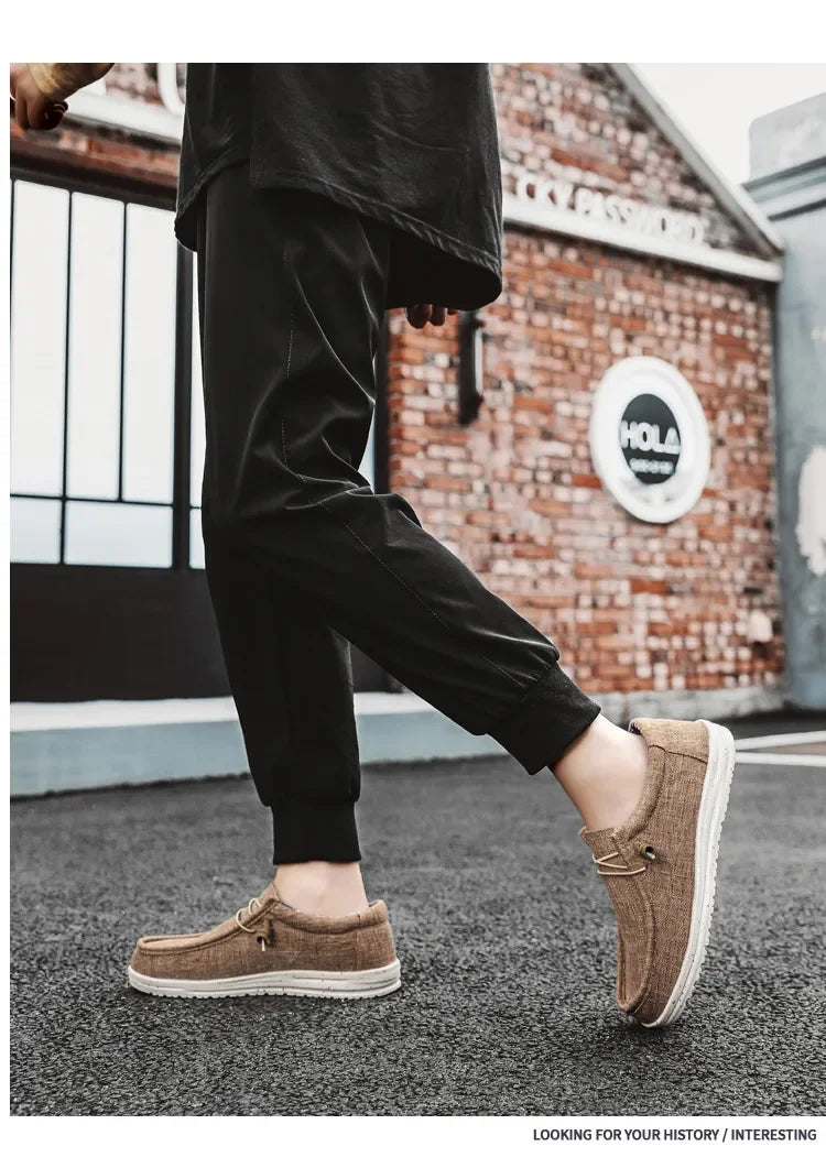 Men 2024 New Leisure Sneakers Spring Summer Breathable Lightweight Outdoor Canvas Shoes Large Size Men's Shoes Walking Loafers