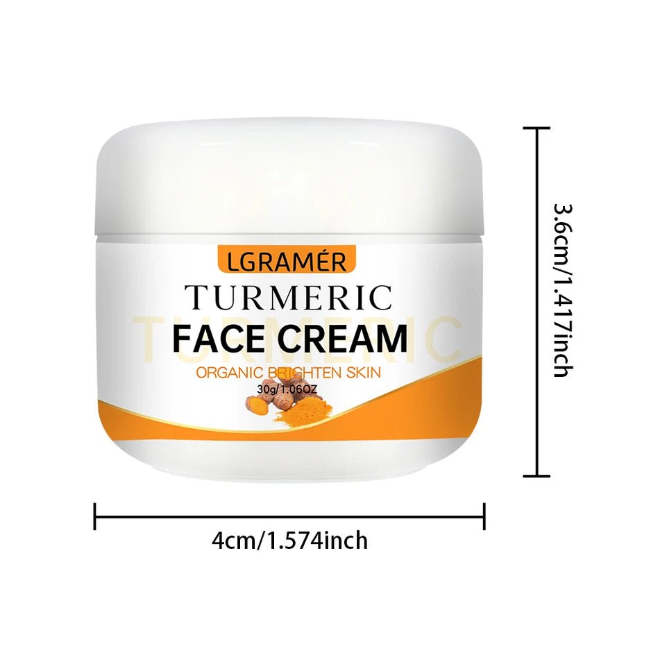 Turmeric Whitening Face Cream Wrinkle Removal Lighten Fine Lines Makes Skin Look More Youthful Birghten Moisturize Facial Care