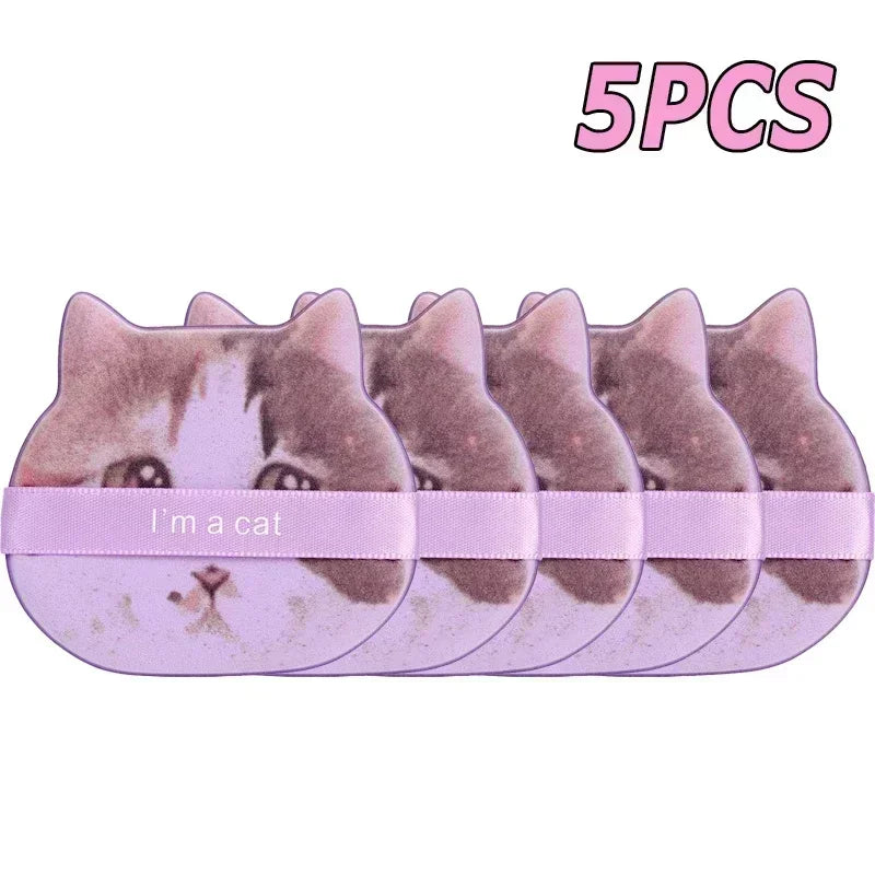 10PCS Cute Cat Makeup Puff Foundation Cosmetic Puff Smooth Powder Concealer Beauty Dry and Wet Dual-use Powder Puff Makeup Tool