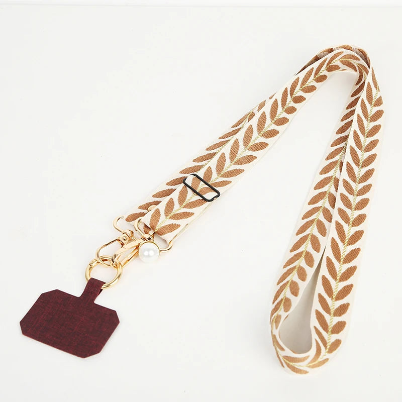 Universal Adjustable Mobile Phone Lanyard for Women Crossbody Single Shoulder Neck Strap Pearl Pendant Hanging Anti Loss Rope