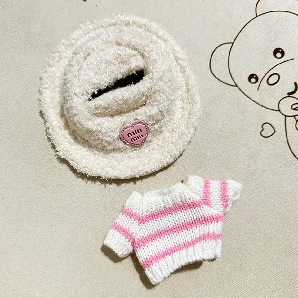 For Labubu V1 V2 Idol Cute Doll Clothes Fashion Sweater Outfit Accessories Sitting Party Pink White