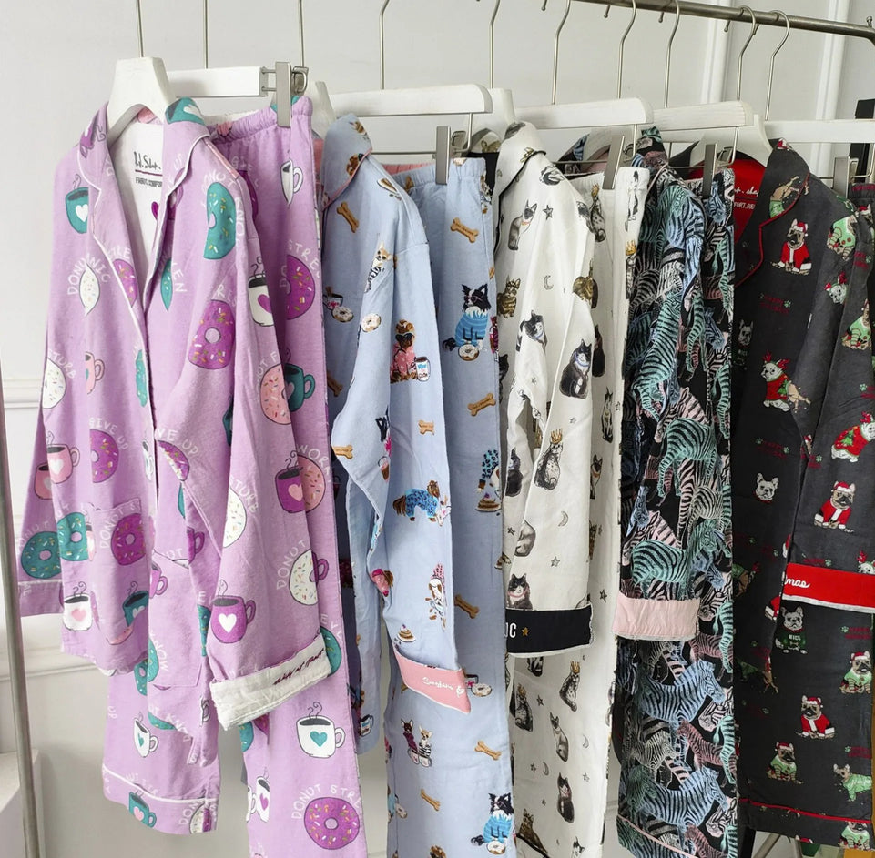 New Loungewear Women 2 Piece Set Pj Sets Loose Cartoon Women Outfit 100% Cotton Pajamas for Women Casual Sleepwear Set Pijamas