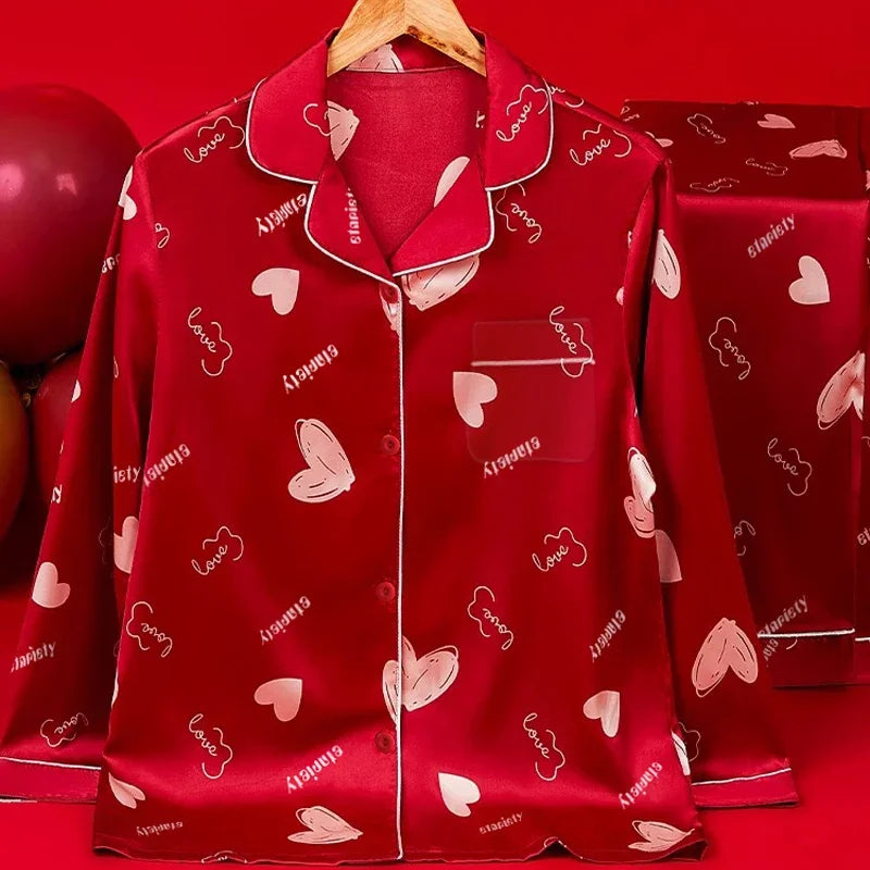 European Style Elegant Classy Fashion Trendy Female Lounges Aesthetics Print Spring Autumn Sleepwear for Women Y2k Sweet Pajamas