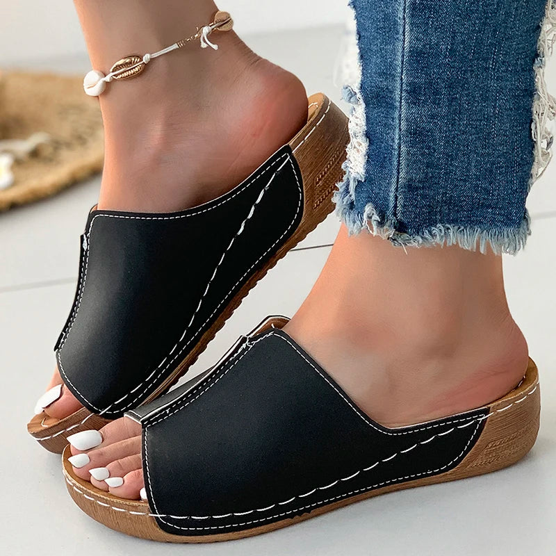 Women Shoes Sandals Summer Party Walking Shoes Slip On Sandals Ladies Wedge Shoes Woman Casual Female Footwear Slippers Woman