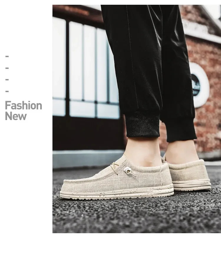 Men 2024 New Leisure Sneakers Spring Summer Breathable Lightweight Outdoor Canvas Shoes Large Size Men's Shoes Walking Loafers