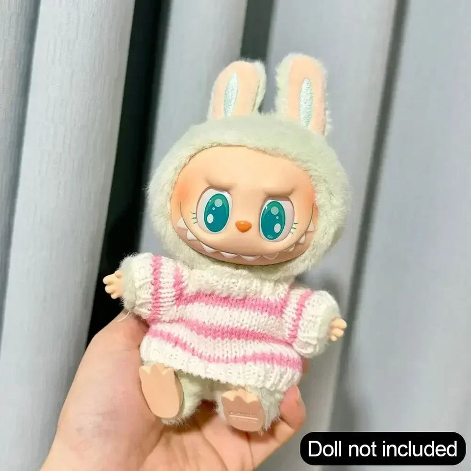 For Labubu V1 V2 Idol Cute Doll Clothes Fashion Sweater Outfit Accessories Sitting Party Pink White