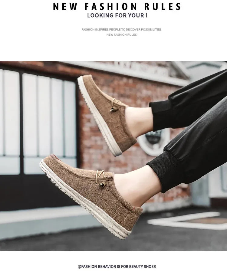 Men 2024 New Leisure Sneakers Spring Summer Breathable Lightweight Outdoor Canvas Shoes Large Size Men's Shoes Walking Loafers