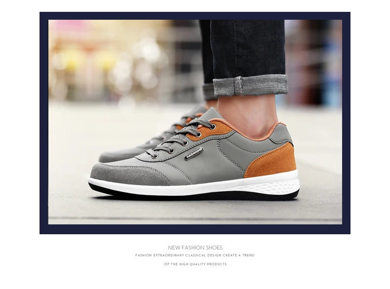 Leather Men Shoes Sneaker Trend Sports Running Breathable Men‘s Sneakers Non-slip Footwear Shoe for Male Walking Autumn