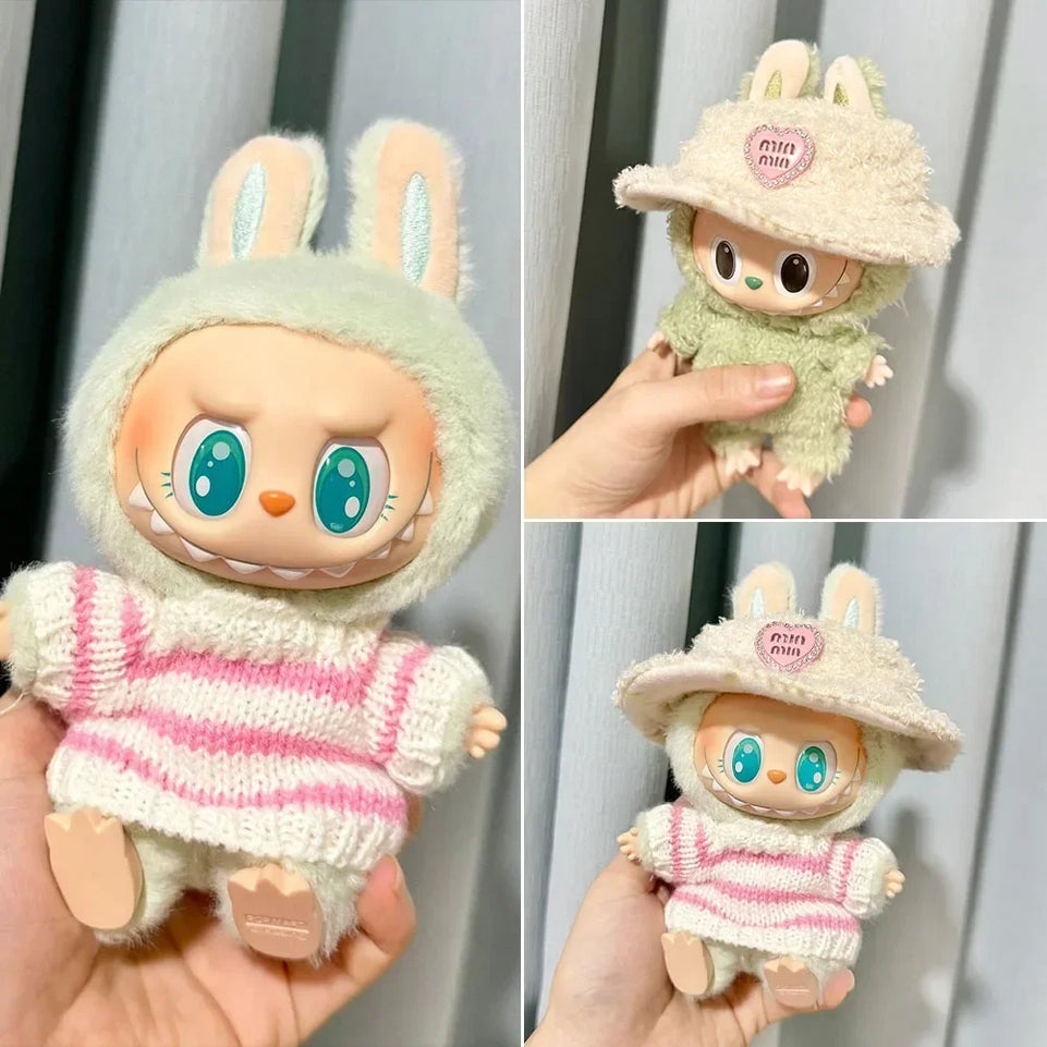 For Labubu V1 V2 Idol Cute Doll Clothes Fashion Sweater Outfit Accessories Sitting Party Pink White