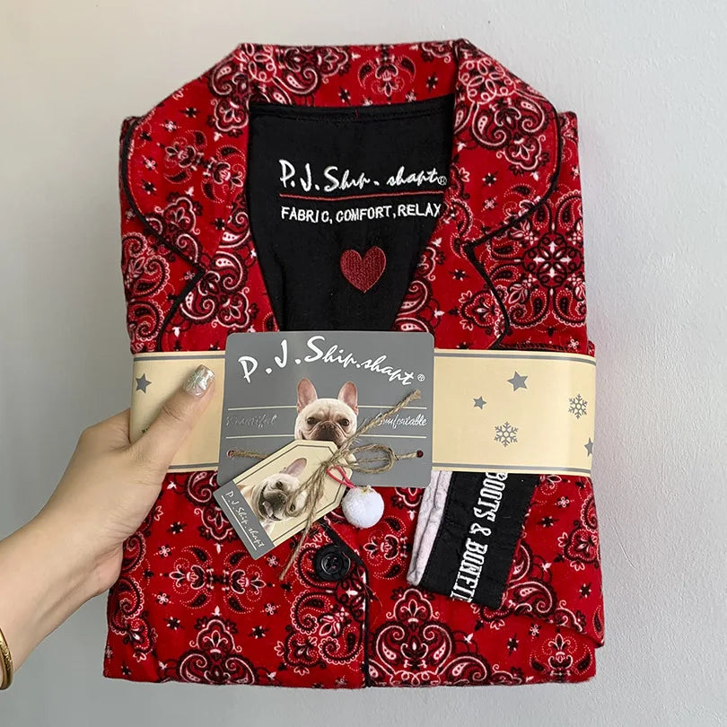 New Loungewear Women 2 Piece Set Pj Sets Loose Cartoon Women Outfit 100% Cotton Pajamas for Women Casual Sleepwear Set Pijamas