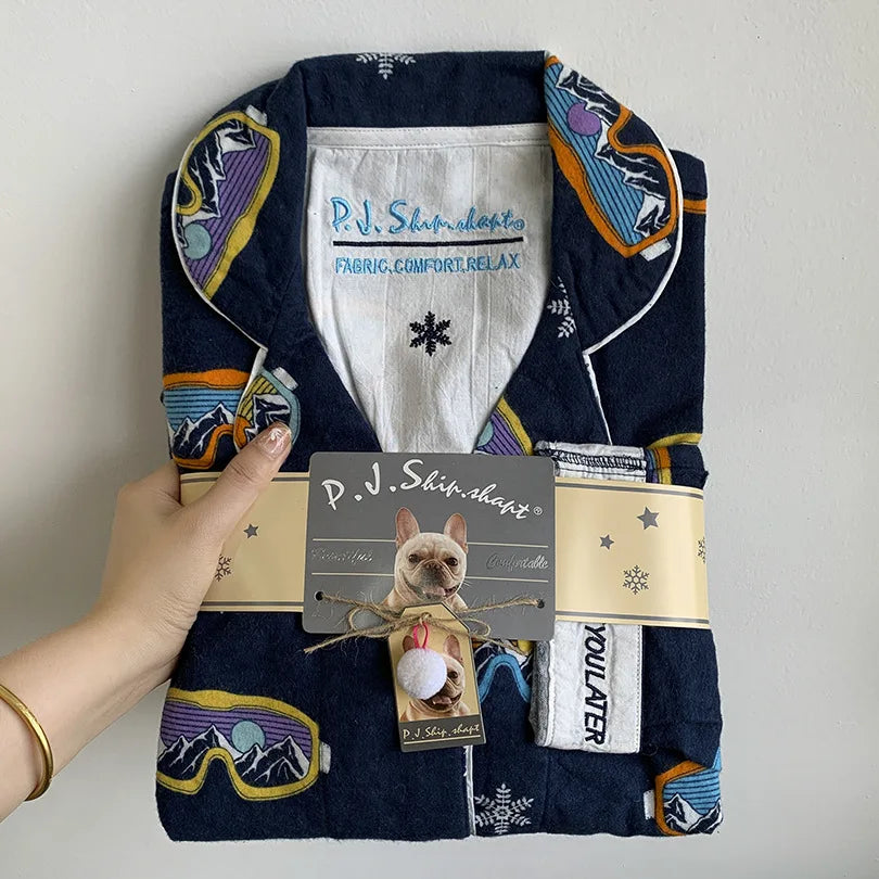 New Loungewear Women 2 Piece Set Pj Sets Loose Cartoon Women Outfit 100% Cotton Pajamas for Women Casual Sleepwear Set Pijamas